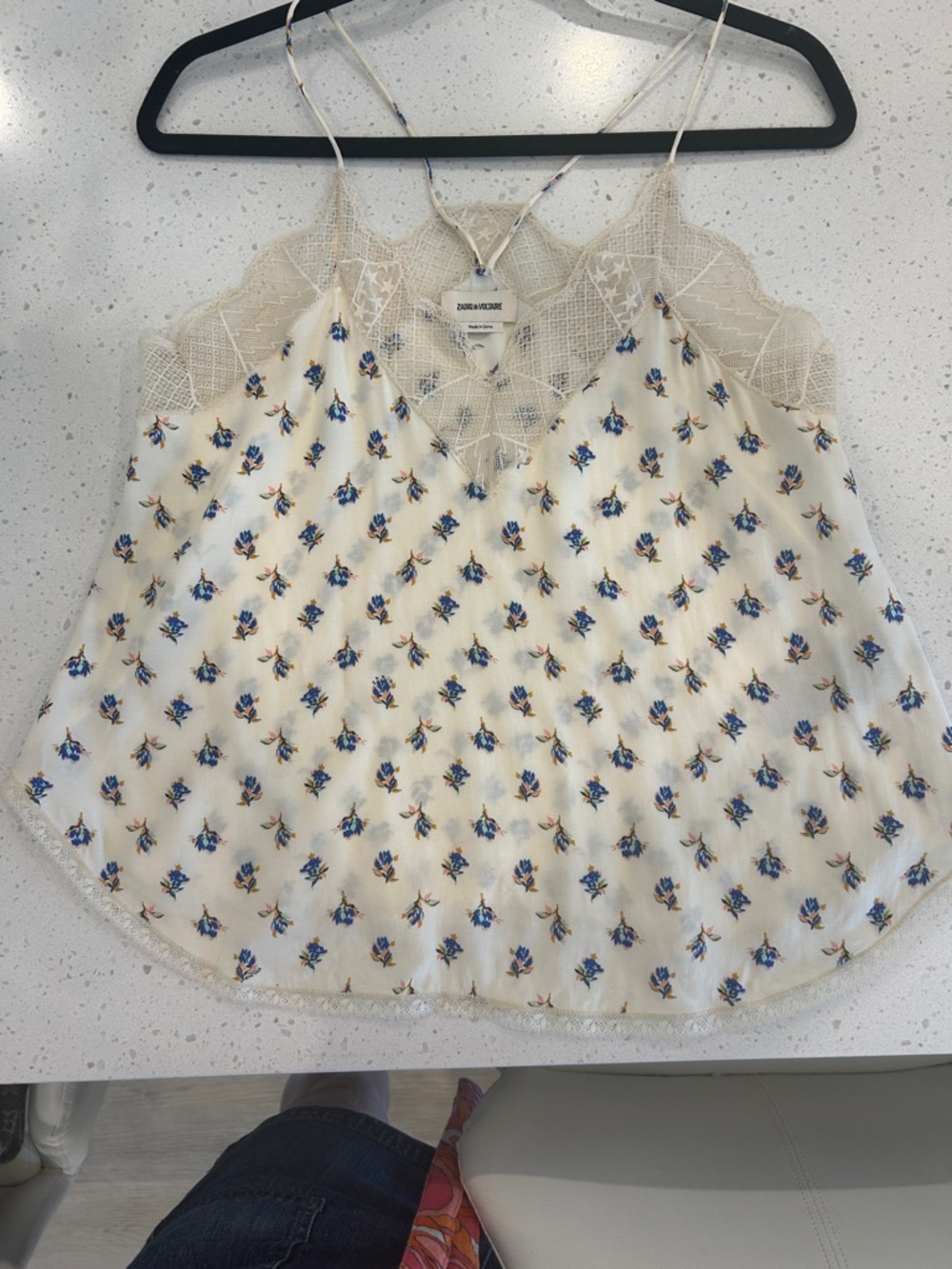 Zadig & Voltaire  Christ Vanilla  Flower/ Lace Trim Camisole Top. - Picture 4 of 8